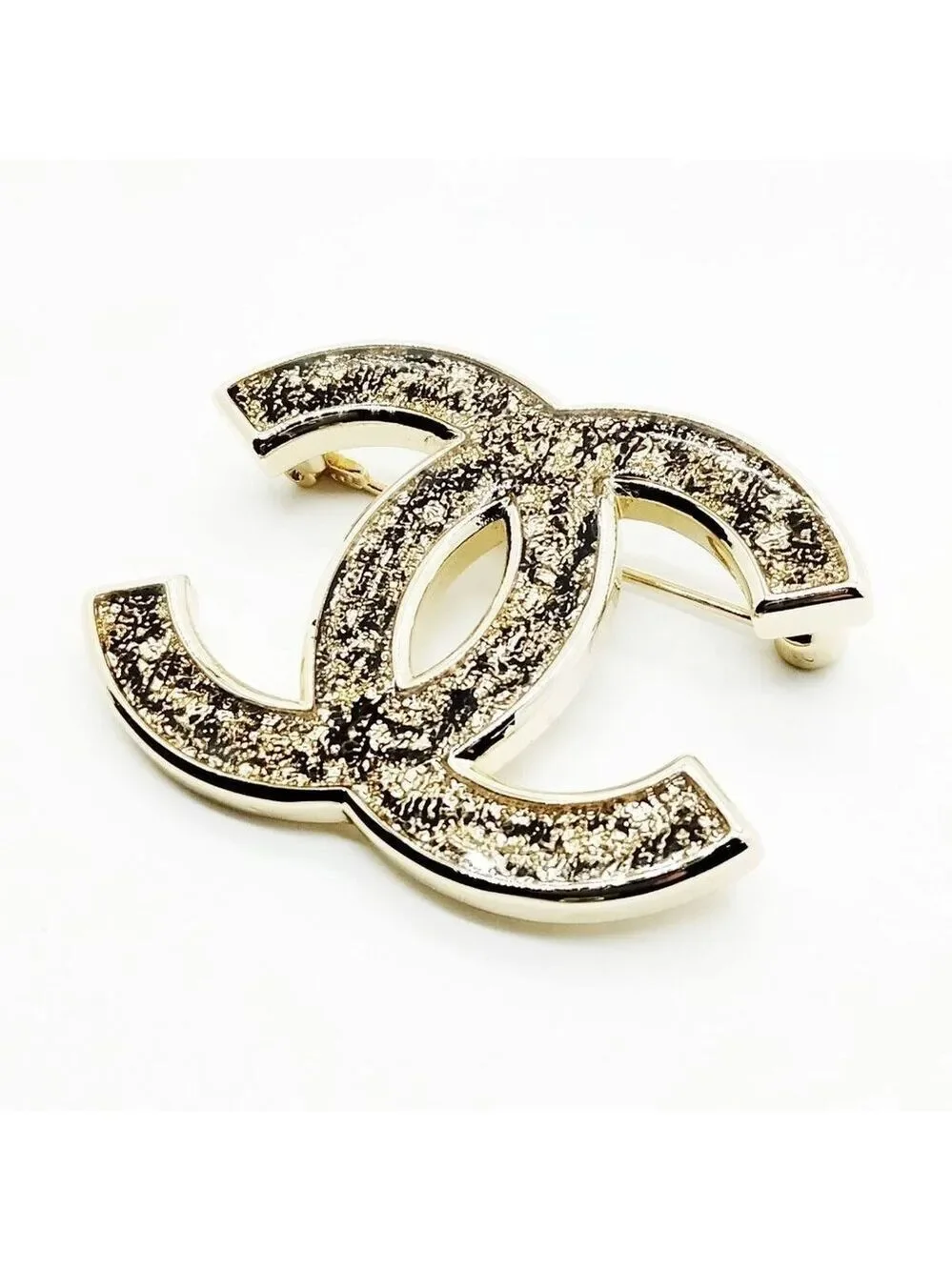 Chanel Brooch Pin Gold Black B24 B 597-050925